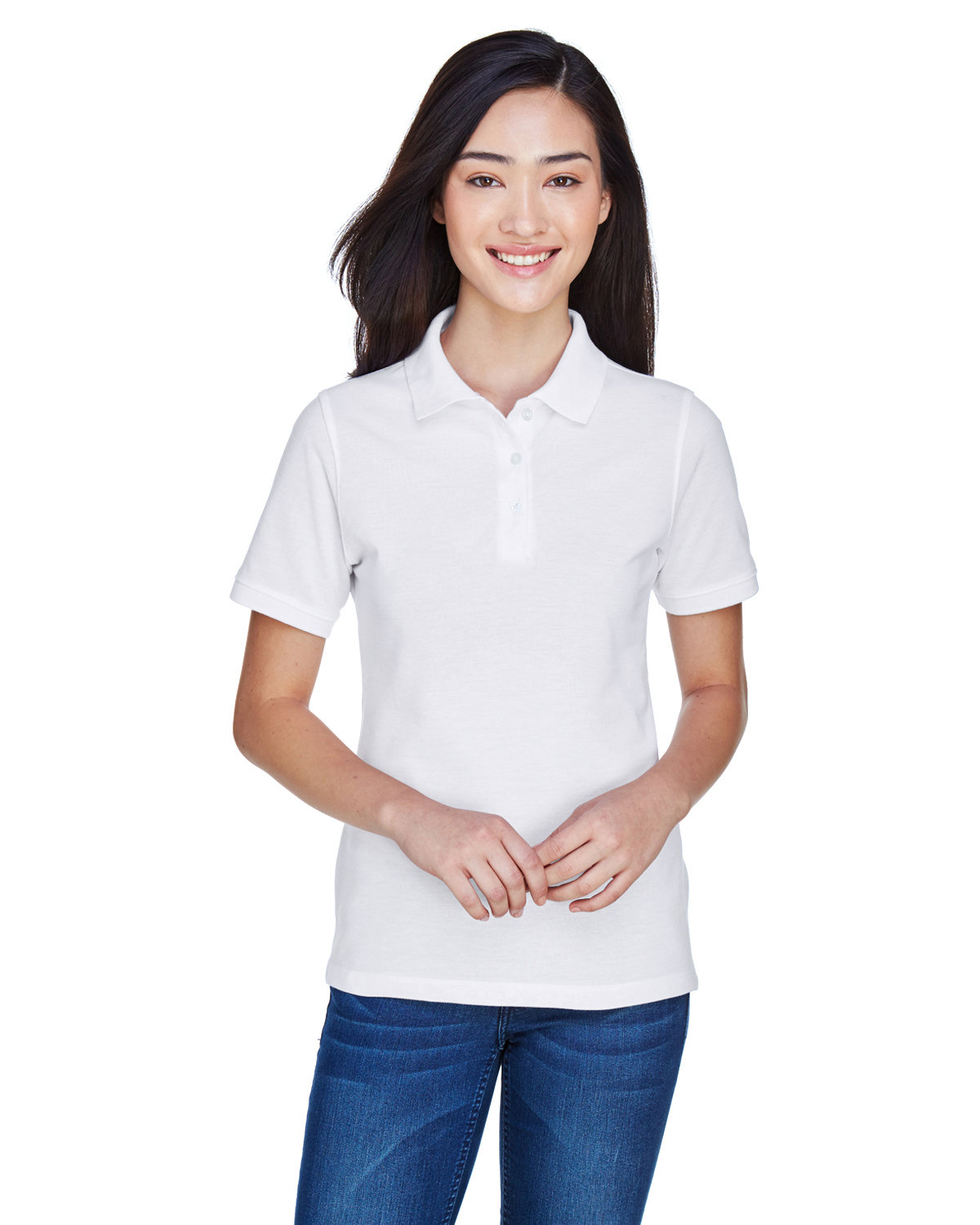 Front view of Ladies’ 5.6 Oz. Easy Blend™ Polo