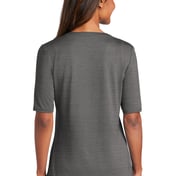 Back view of Ladies Stretch Heather Open Neck Top