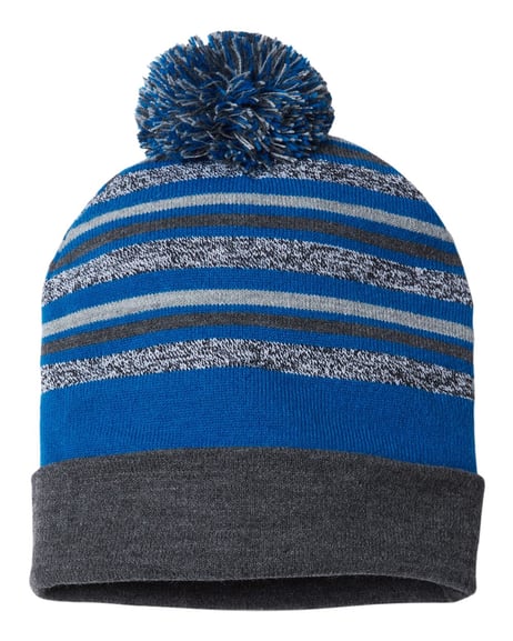 Front view of USA-Made Striped Beanie