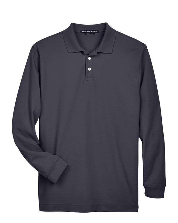 Front view of Pima Piquéé Long Sleeve Polo