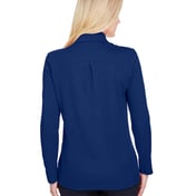 Back view of CrownLux Performance® Ladies’ Plaited Long Sleeve Polo