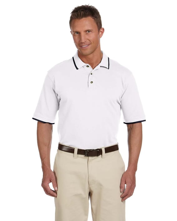 Front view of Adult 6 Oz. Short-Sleeve Piqué Polo With Tipping