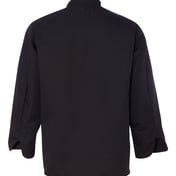 Back view of Ten Pearl Button Black Chef Coat