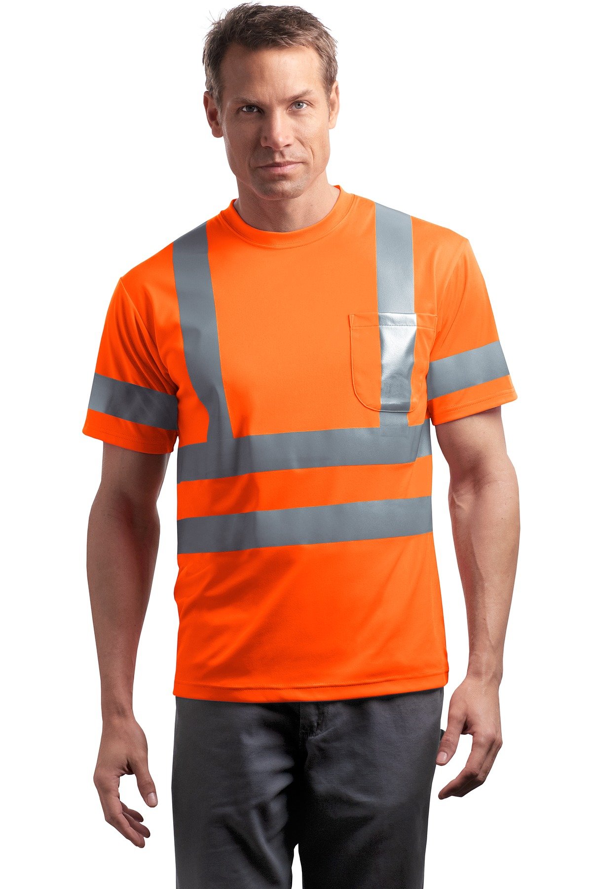 Front view of ANSI 107 Class 3 Short Sleeve Snag-Resistant Reflective T-Shirt