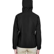 Back view of Ladies’ Prospect Two-Layer Fleece Bonded Soft Shell Hooded Jacket