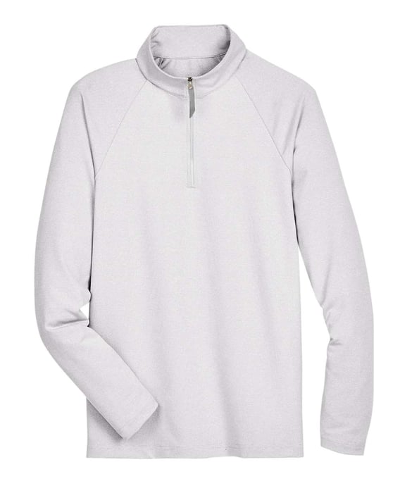 Front view of CrownLux Performance® Clubhouse Micro-Stripe Quarter-Zip Pullover
