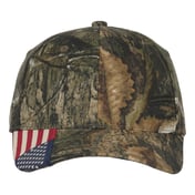 Front view of Camo With Flag Visor Cap