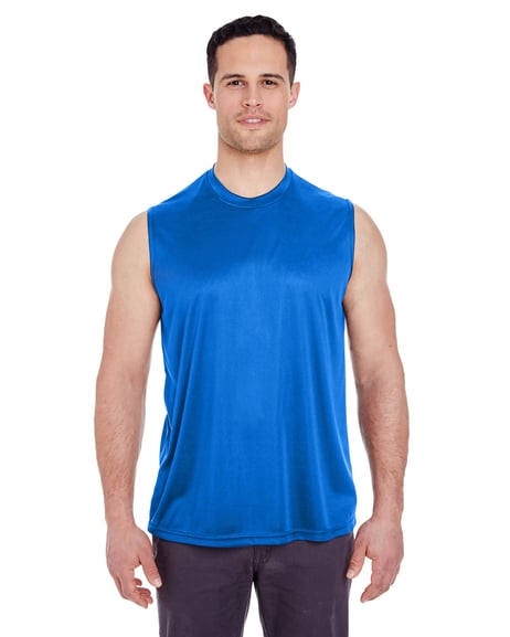 Front view of Adult Cool & Dry Sport Performance Interlock Sleeveless T-Shirt