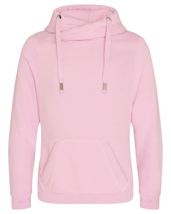 Front view of Cross Neck Hooded Sweatshirt