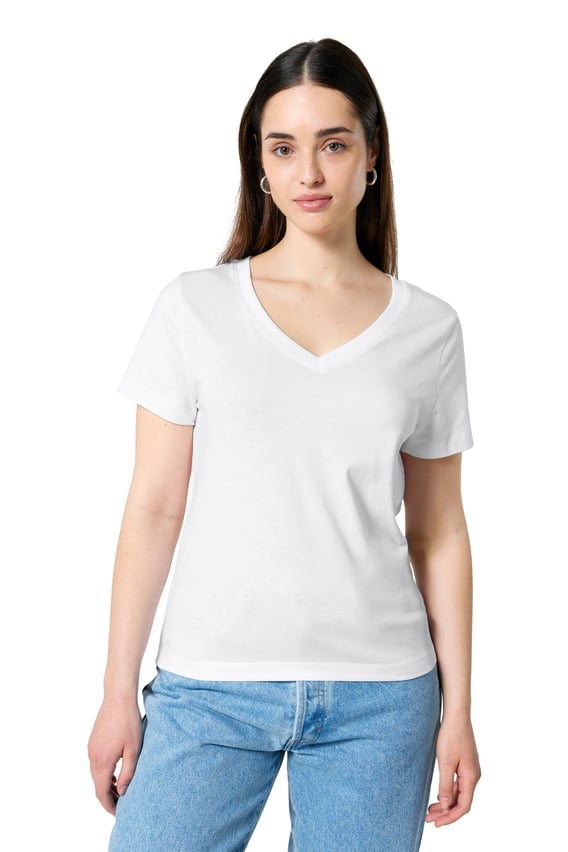 Front view of Women’s Stella Isla V-Neck Tee