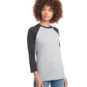 Front view of Unisex CVC 3/4 Sleeve Raglan Baseball T-Shirt