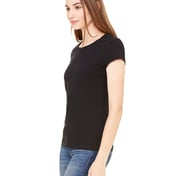Side view of Ladies’ Sheer Mini Rib Short-Sleeve T-Shirt