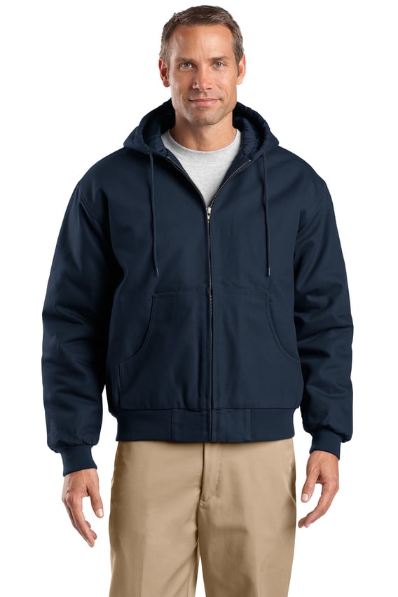 Front view of Tall Duck Cloth Hooded Work Jacket