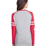 Back view of Ladies’ Gameday Mash-Up Long Sleeve Fine Jersey T-Shirt