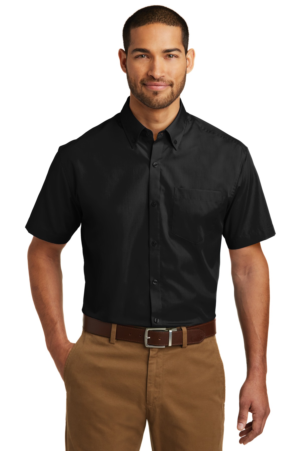 Front view of Short Sleeve Carefree Poplin Shirt