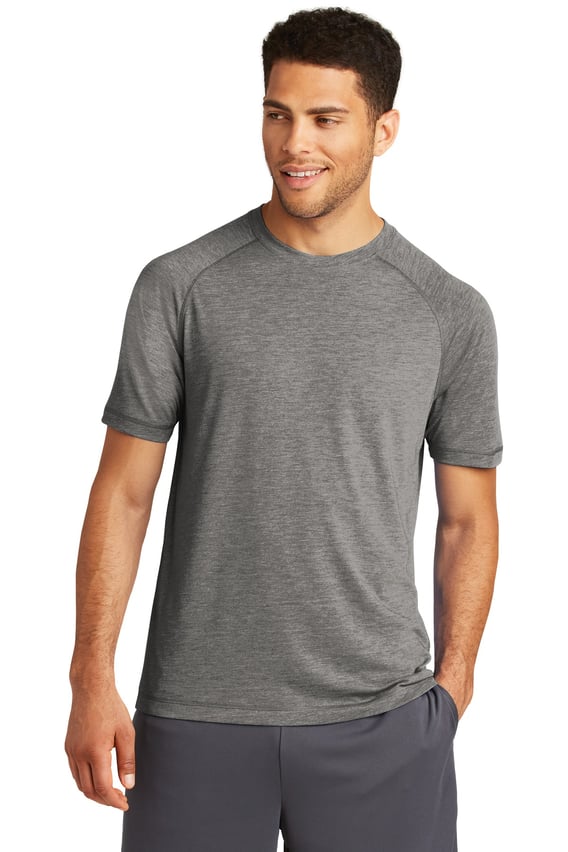 Front view of PosiCharge ® Tri-Blend Wicking Raglan Tee
