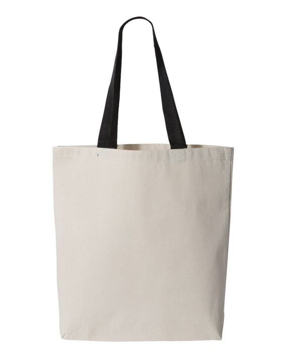 Front view of 11L Canvas Tote With Contrast-Color Handles