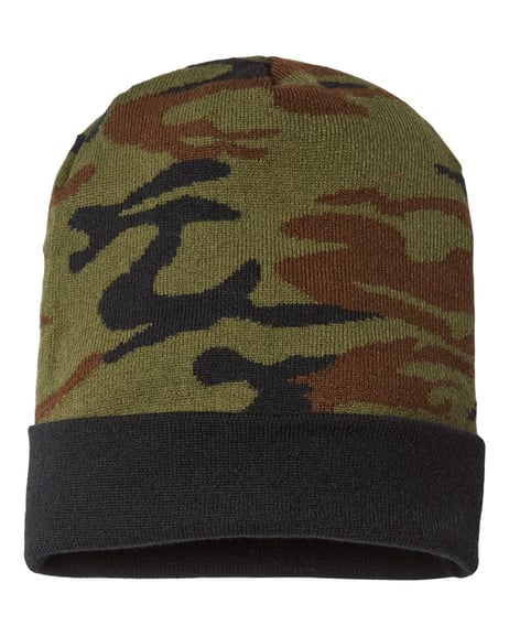 Front view of USA-Made Camo Cuffed Beanie