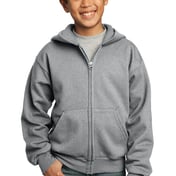 Front view of Youth Core Fleece Full-Zip Hooded Sweatshirt