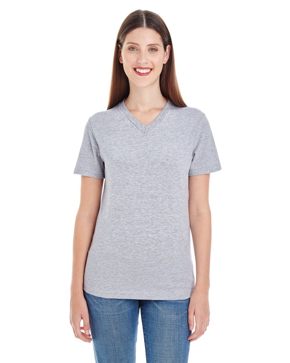 Front view of Ladies’ Fine Jersey Short-Sleeve Classic V-Neck