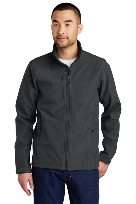 Front view of Shaded Crosshatch Soft Shell Jacket