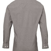 Back view of Microcheck Gingham Long-Sleeve Cotton Shirt