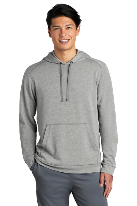 Front view of PosiCharge &reg; Tri-Blend Wicking Fleece Hooded Pullover
