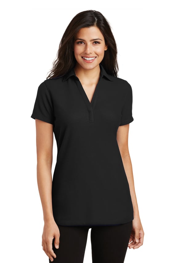 Front view of Ladies Silk Touch™ Y-Neck Polo
