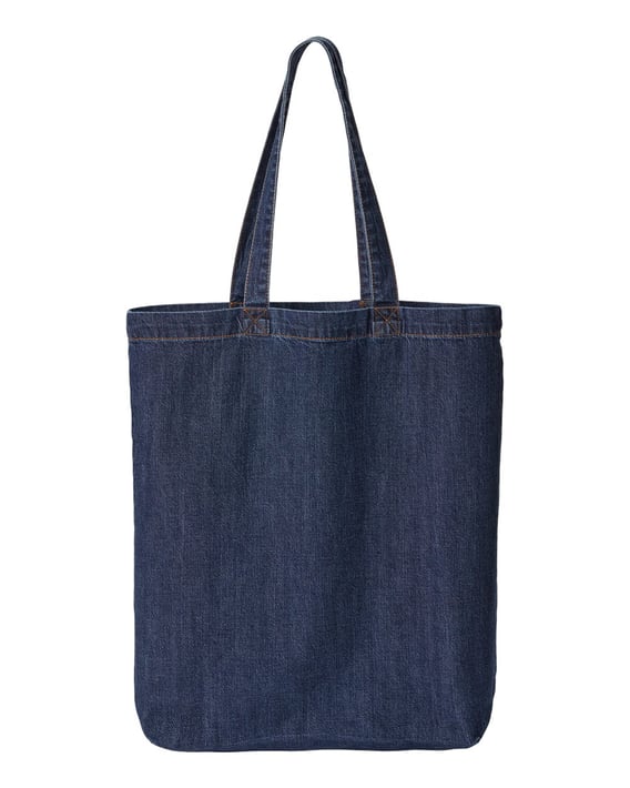 Front view of Cotton Denim Gusseted Tote Bag