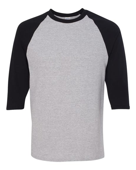 Frontview ofHeavy Cotton™ Raglan Three-Quarter Sleeve T-Shirt