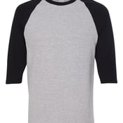 Front view of Heavy Cotton™ Raglan Three-Quarter Sleeve T-Shirt