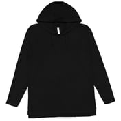 Front view of Fine Jersey Hooded Long Sleeve Raglan T-Shirt