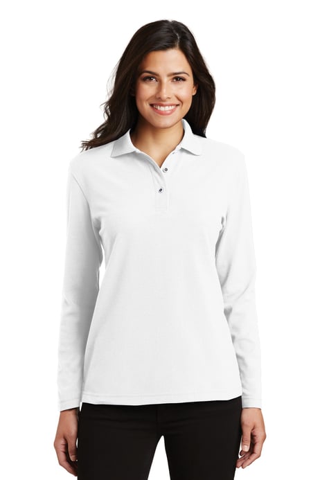 Front view of Women's Silk Touch Long Sleeve Polo