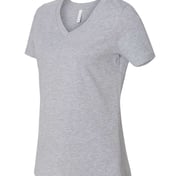 Side view of Women’s Relaxed Heather CVC V-Neck Tee