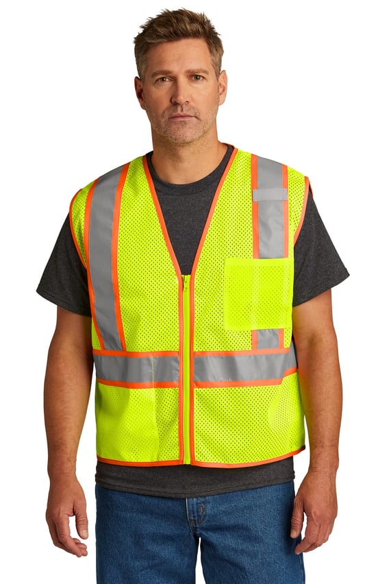 Front view of ANSI 107 Class 2 Mesh Zippered Two-Tone Vest