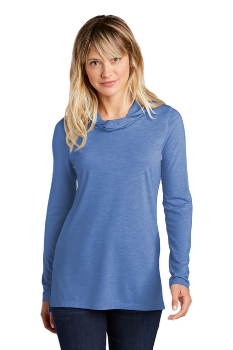 Front view of Women's PosiCharge ® Tri-Blend Wicking Long Sleeve Hoodie