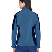 Back view of Ladies’ Compass Colorblock Three-Layer Fleece Bonded Soft Shell Jacket