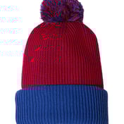 Front view of 12″ Knit Speckled Pom-Pom Beanie