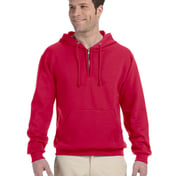 Front view of Adult NuBlend Fleece Quarter-Zip Pullover Hooded Sweatshirt