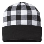 Front view of USA-Made Plaid Beanie