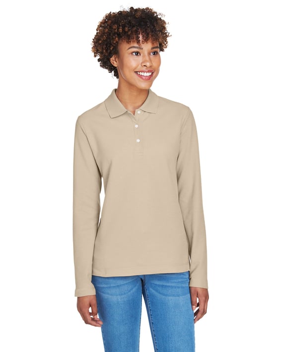 Front view of Ladies’ Pima Piqué Long-Sleeve Polo