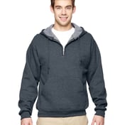 Front view of Adult NuBlend Fleece Quarter-Zip Pullover Hooded Sweatshirt