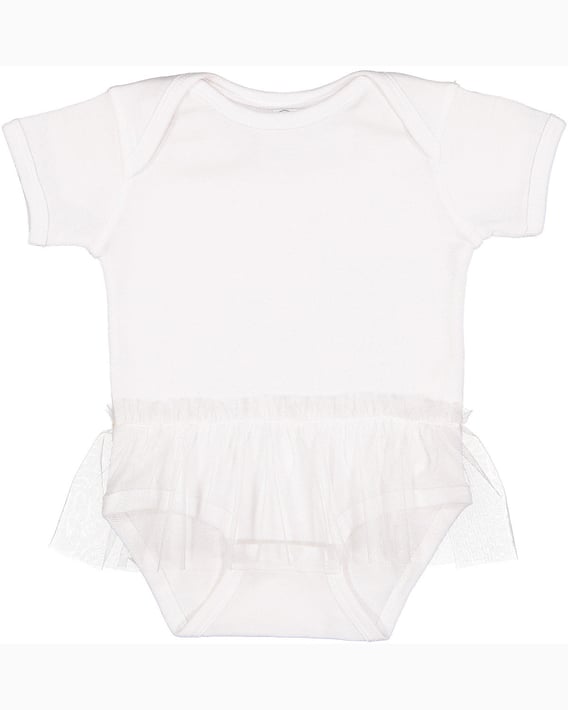 Front view of Infant Baby Rib Lap Shoulder Tutu Creeper