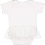 Front view of Infant Baby Rib Lap Shoulder Tutu Creeper