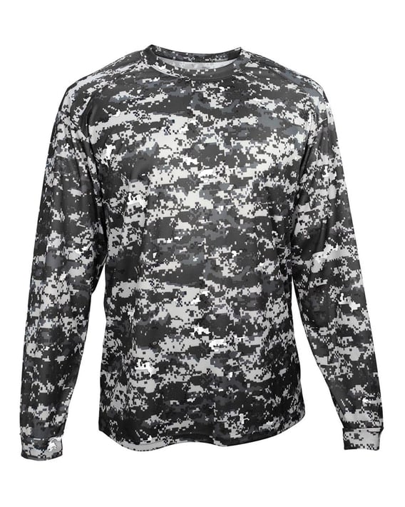 Front view of Youth Digital Camo Long Sleeve T-Shirt
