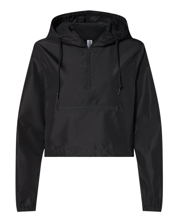 Front view of Women’s Lightweight Quarter-Zip Pullover Crop Windbreaker