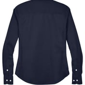 Back view of Women’s Crown Collection® Solid Stretch Twill Woven Dress Shirt
