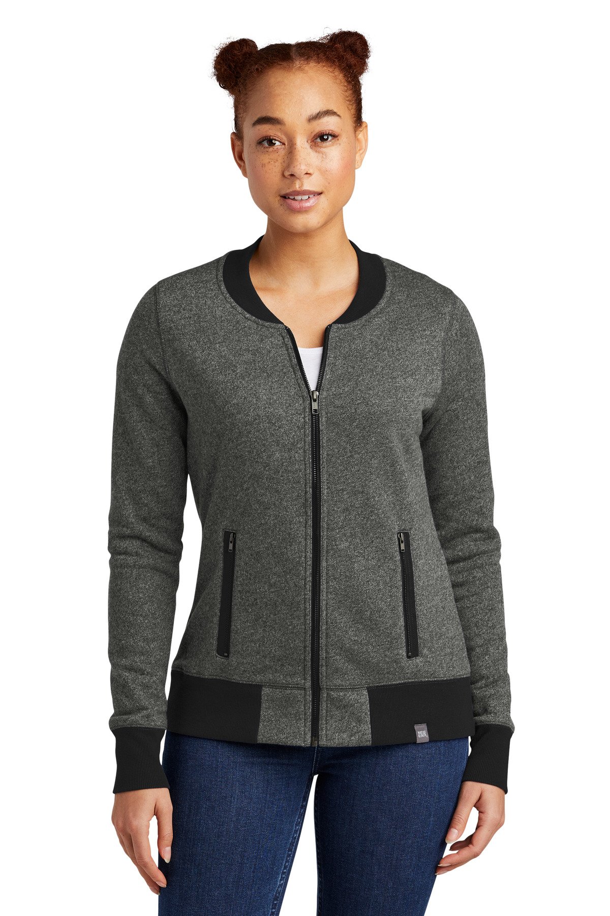 Front view of Women’s French Terry Baseball Full-Zip