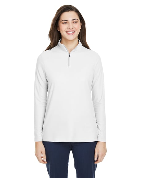 Front view of Ladies' Fusion ChromaSoft Pique Quarter-Zip