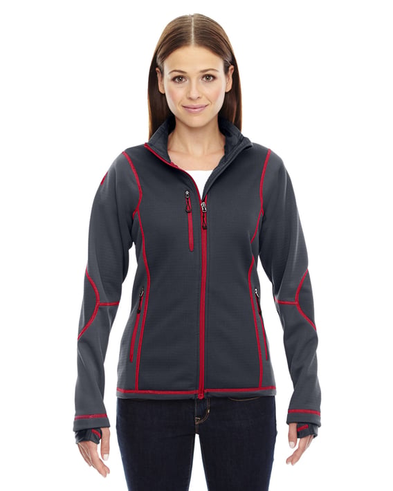 Front view of Ladies’ Pulse Textured Bonded Fleece Jacket With Print